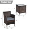 3 Pieces Patio Wicker Rattan Furniture Set with Steel Frame and Polyester Cushions